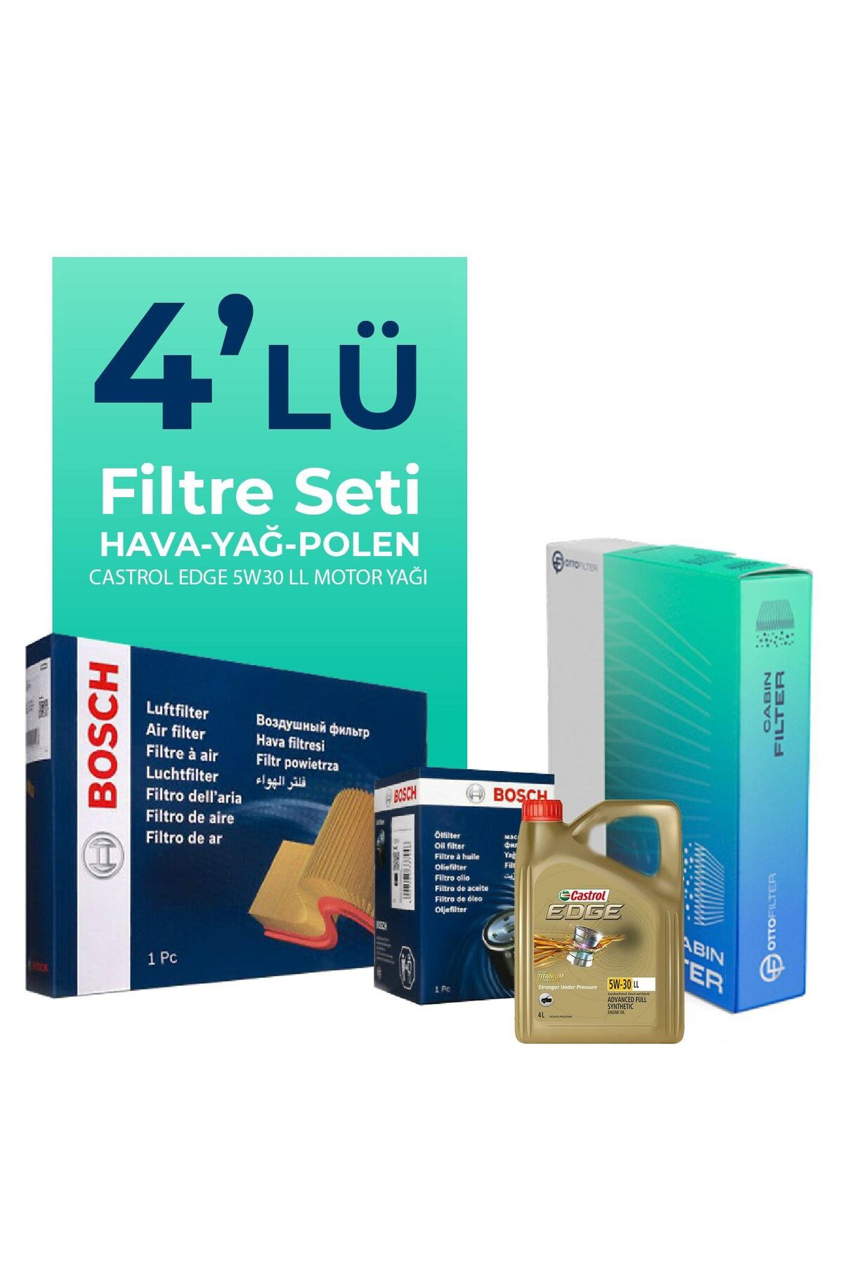 Bosch Vw Tiguan 1.6 Tdi Castrol Motor Yağlı Bakım Seti (2016-2019) 4 Lu