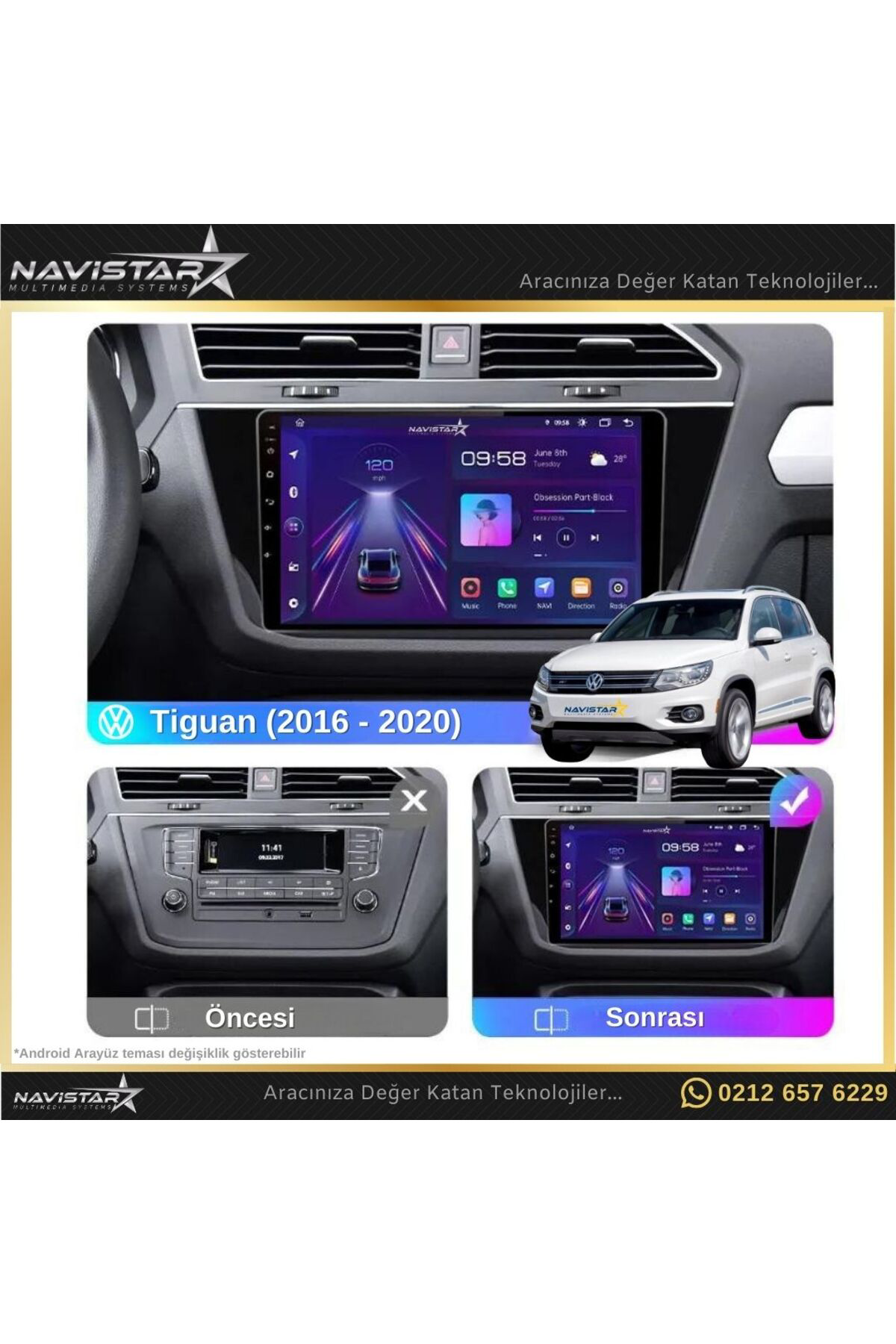 Vw Tiguan 2 32 Gb Kablosuz Carplay 2016-2020 Android 13 Navigasyon Multimedya Sistemi