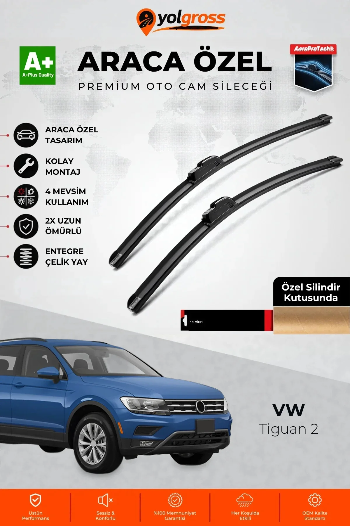 VW Tiguan 2 Ön Cam Silecek Seti 2016-2024 Premium Araca Özel 65-53 Cm A+ Kalite VW Tiguan 2 Ön Cam Silecek Seti 2016-2024 Premium Araca Özel 65-53 Cm A+ Kalite