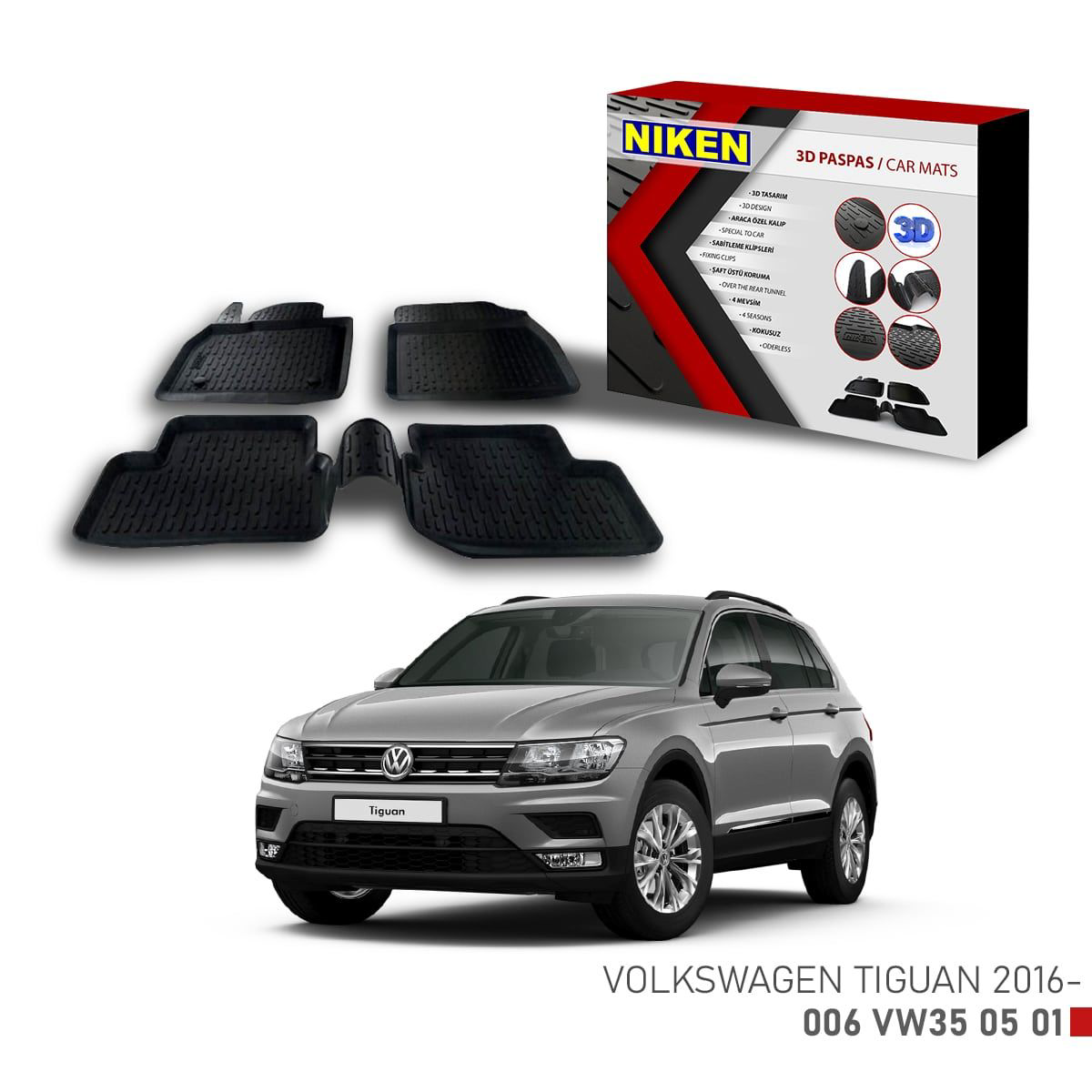 Vw Tiguan -2016 için Uyumlu 3D Paspas