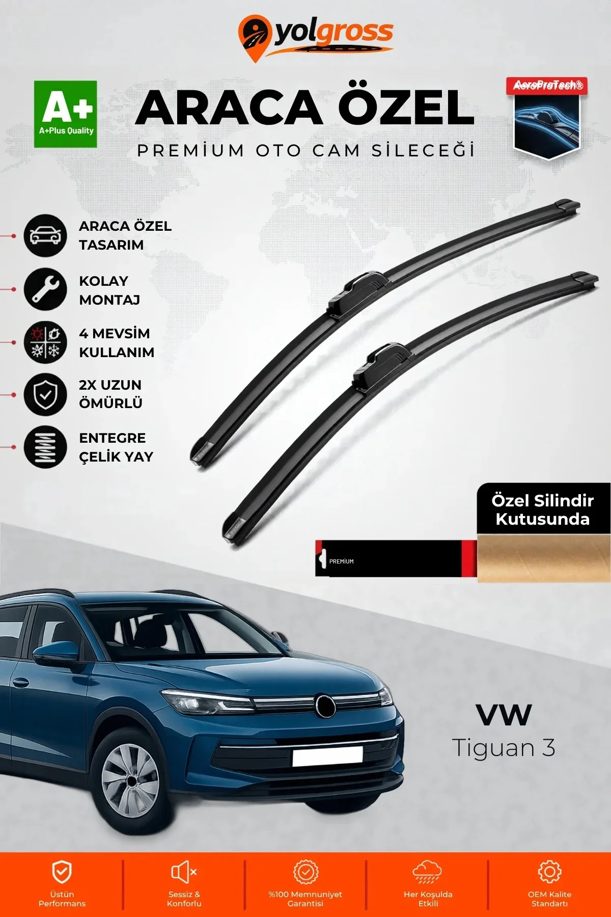 VW Tiguan 3 Ön Cam Silecek Seti 2024 Üzeri Premium Araca Özel 65-53 Cm A+ Kalite VW Tiguan 3 Ön Cam Silecek Seti 2024 Üzeri Premium Araca Özel 65-53 Cm A+ Kalite
