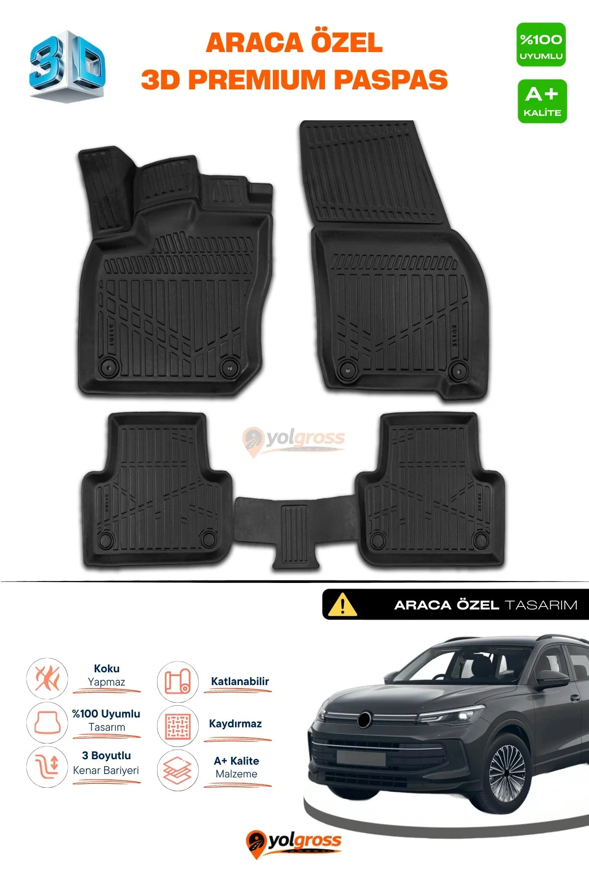 VW Tiguan 3D Pro Havuzlu Paspas 2024 Üzeri A+ Kalite VW Tiguan 3D Pro Havuzlu Paspas 2024 Üzeri A+ Kalite