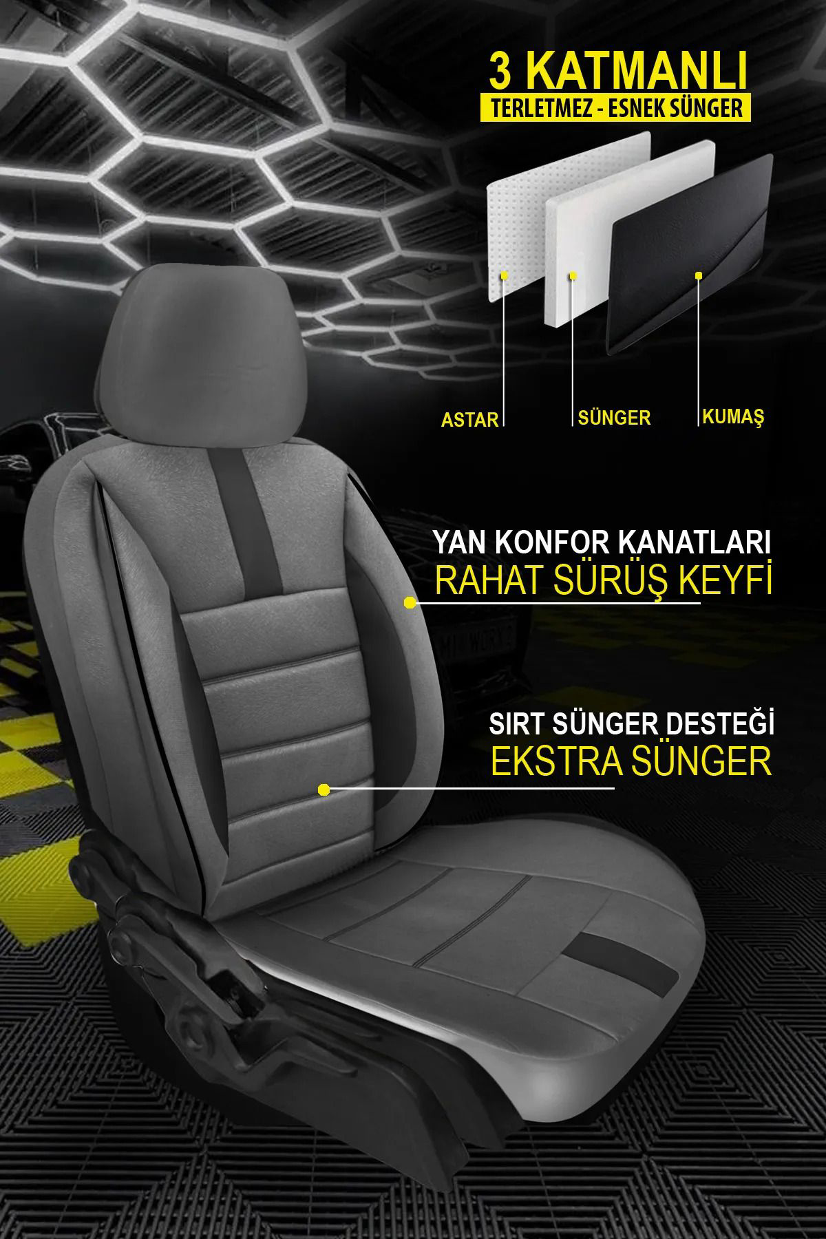 Dgnl Vw Touareg 2003-2010Uyumlu Oto Koltuk Kilifi Mirage Serisi - Füme