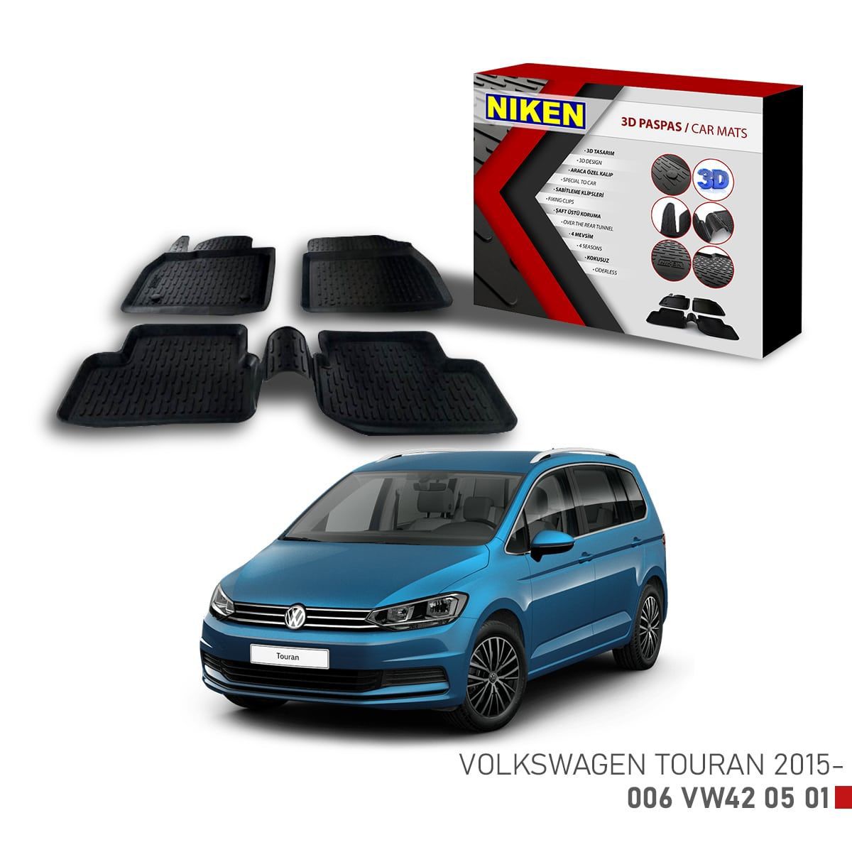 Vw Touran -2015 için Uyumlu 3D Paspas