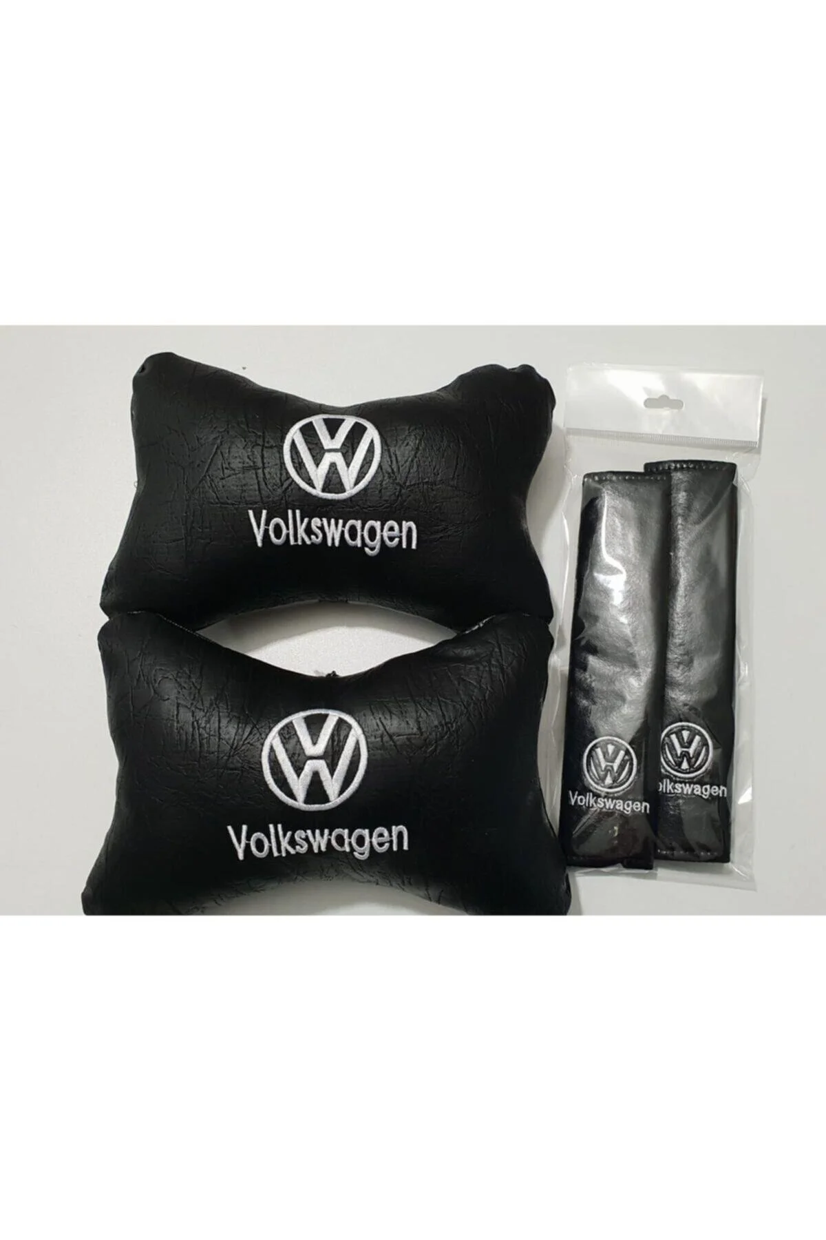 Vw Volkswagen Lüks Papyon Deri Boyun Yastık Ve Deri Kemer Konfor - Görsel 2