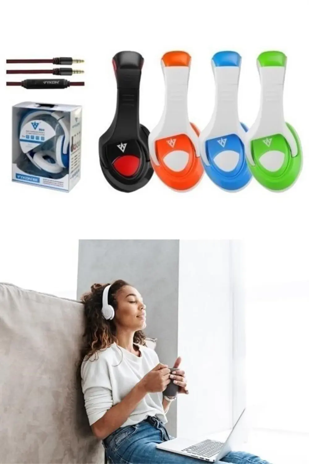 ® Vykon MQ4440mm Sürücülü Mikrofonlu Bilgisayar Kulaklığı Jak Gir