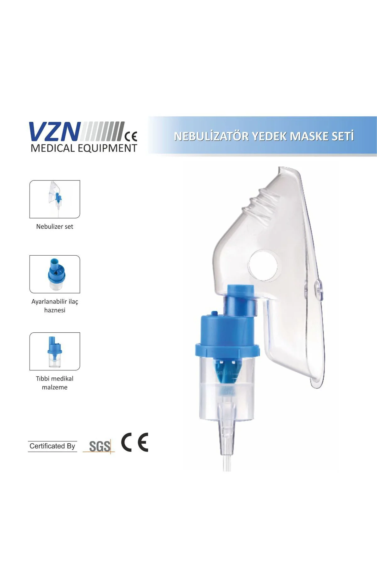 VZN BASINÇ AYARLI HAZNELİ NEBULİZATÖR MASKESİ (YETİŞKİN) 1 ADET