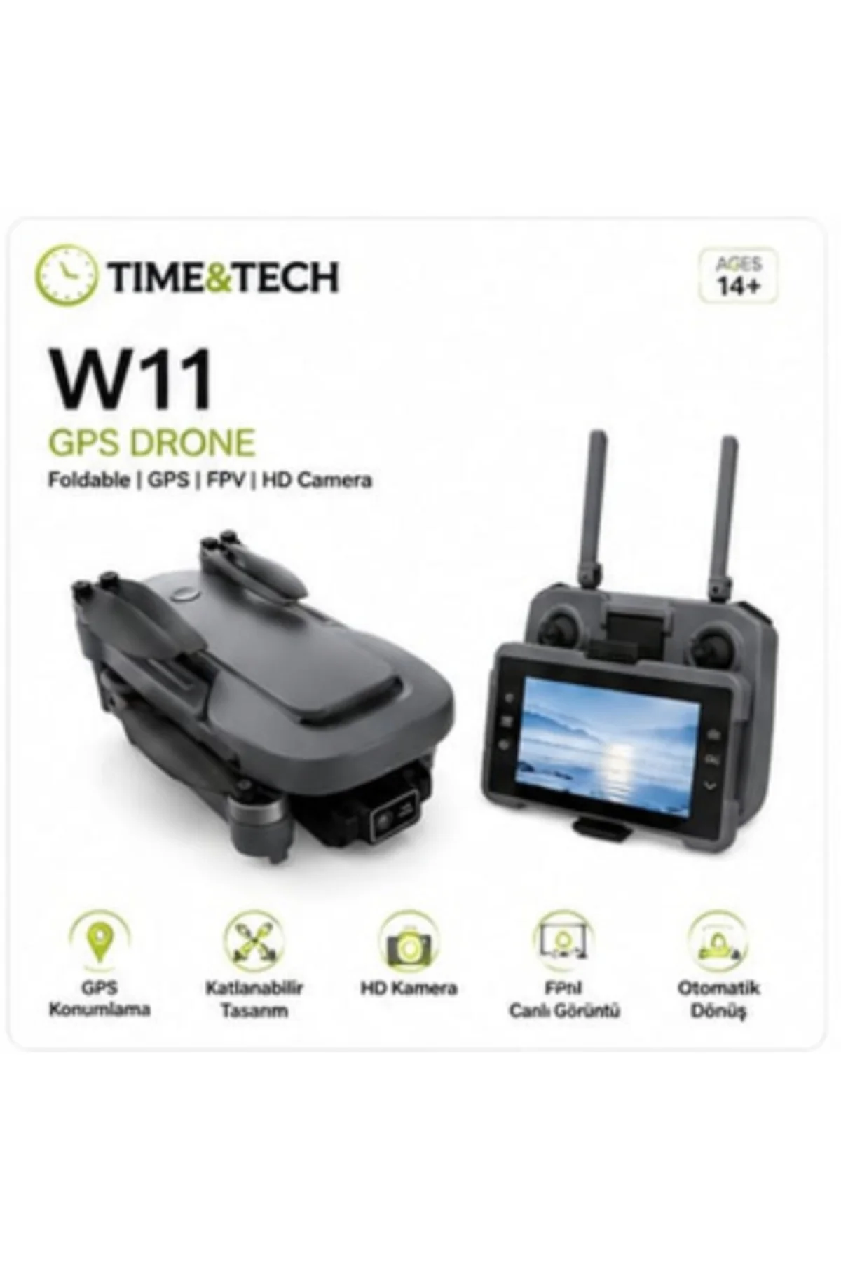 W11 GPS Drone HD Kameralı Katlanabilir FPV Drone Ekranlı Kumanda 