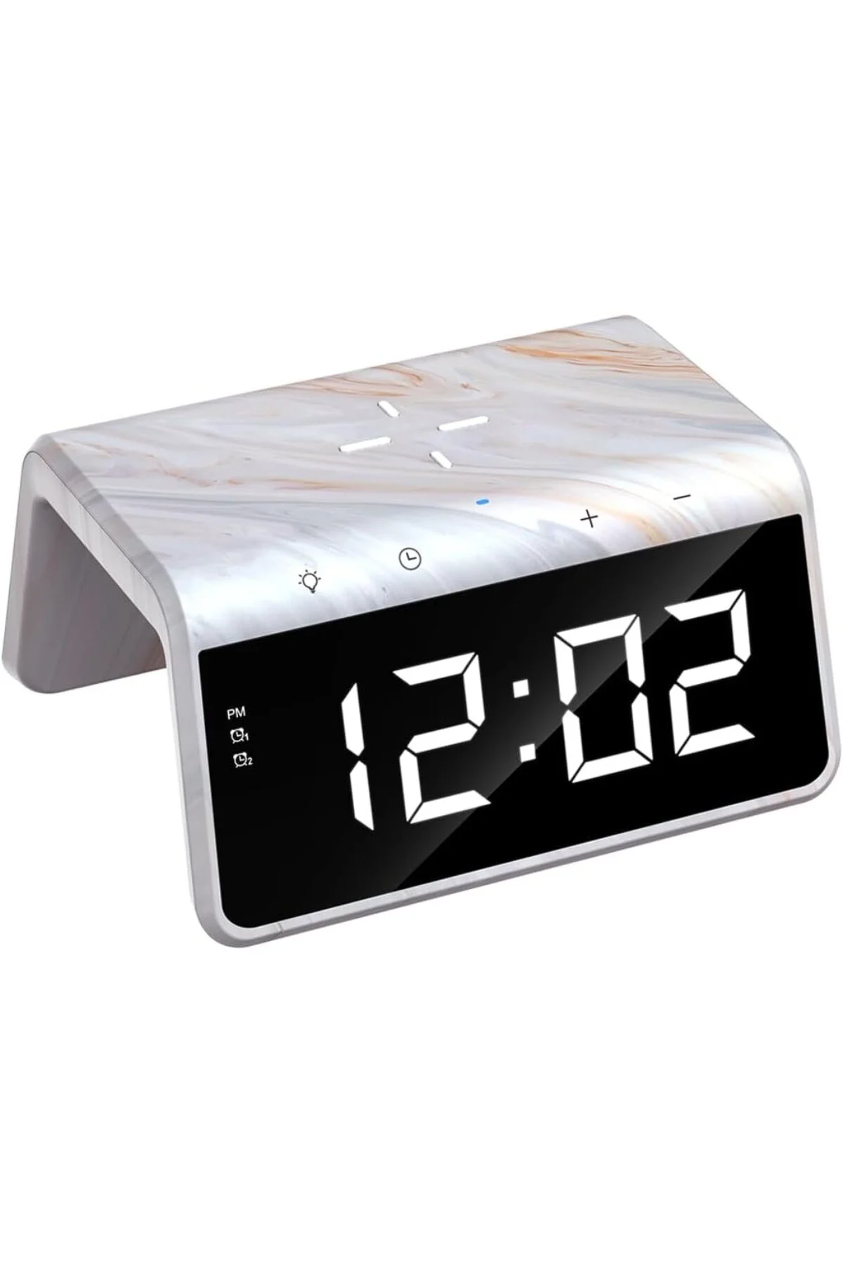 W320 Hızlı Wireless Şarj, Saat ve Gece Lambası (Fast 15W) 6 in 1 (Bej)