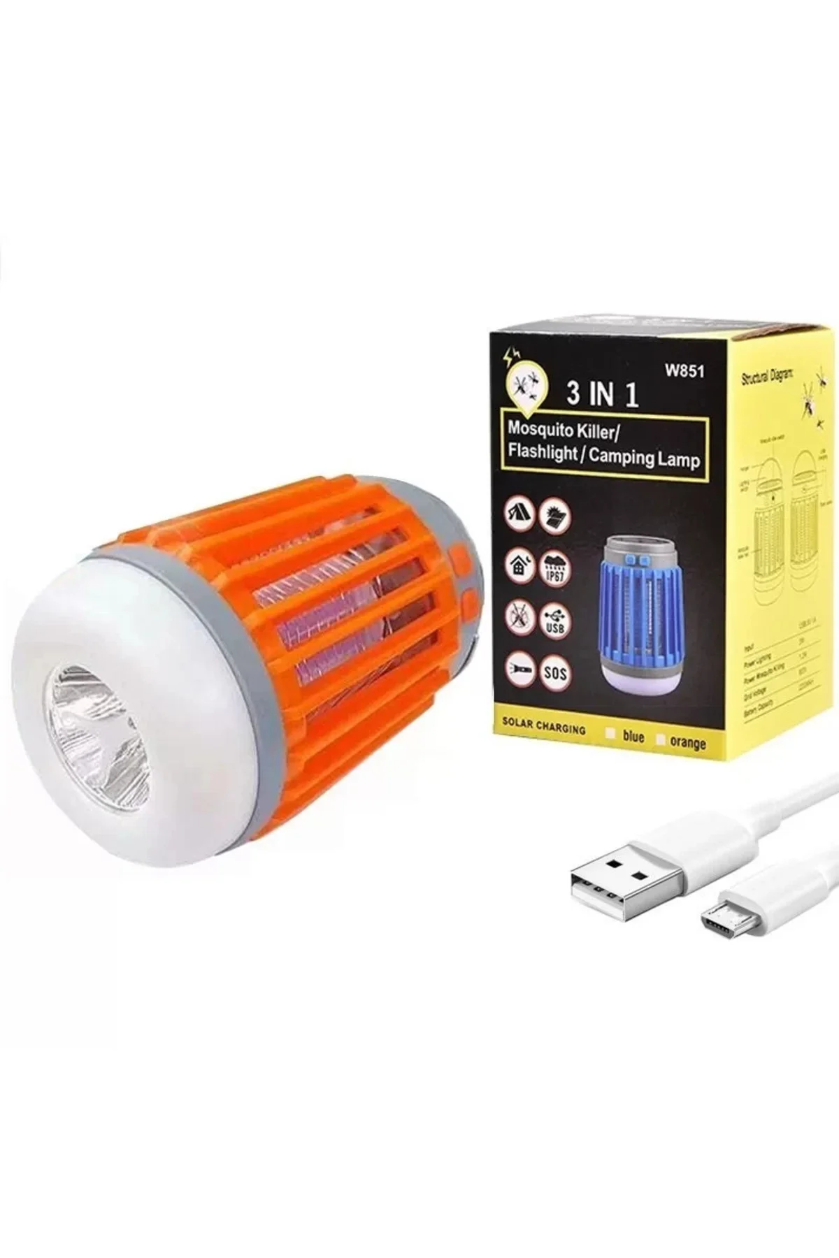 W851 Usbli Solar Sinek Öldürücü Özellikli 3ın1 Kamp Feneri