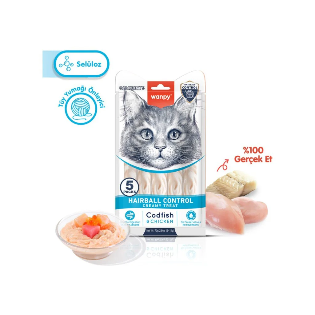 Wanpy Hairball Control Tüy Yumağı Önleyici Morina Balığı ve Tavuk Wanpy Hairball Control Tüy Yumağı Önleyici Morina Balığı ve Tavuk