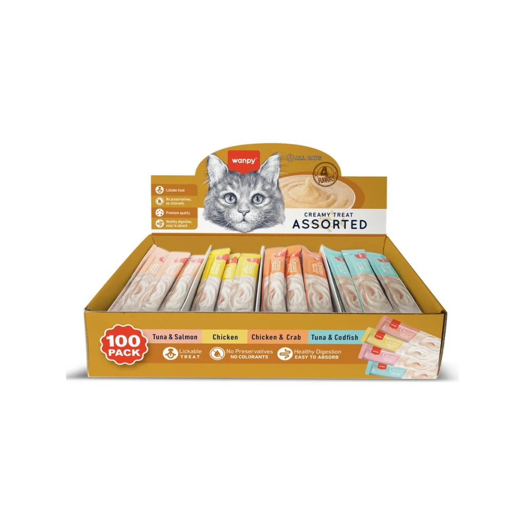 Wanpy Karışık 4 Lezzet 100'lü Krema Kedi Ödülü 100*14 gr Wanpy Karışık 4 Lezzet 100'lü Krema Kedi Ödülü 100*14 gr