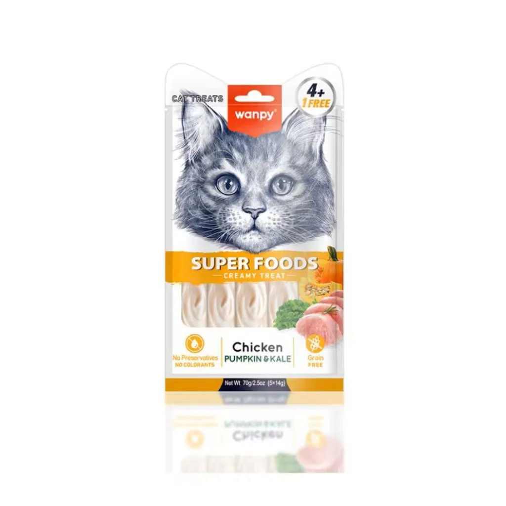 Wanpy Superfood Balkabağı & Kara Lahanalı Sıvı Kedi Ödül Maması 5