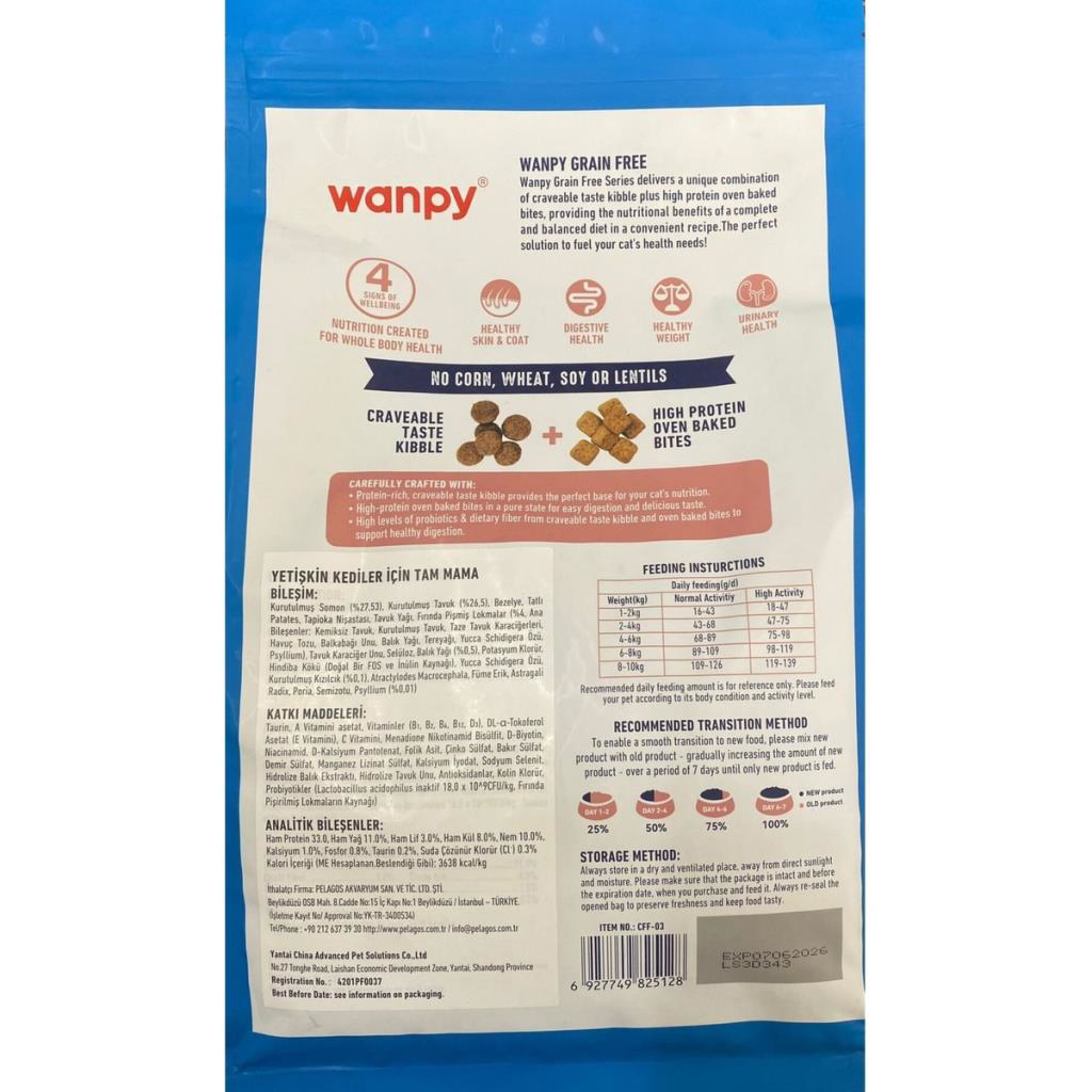 Wanpy Tahılsız Somonlu Yetişkin Kedi Maması 1,5 kg Wanpy Tahılsız Somonlu Yetişkin Kedi Maması 1,5 kg
