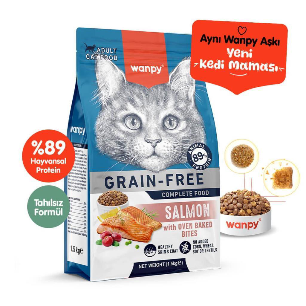 Wanpy Tahılsız Somonlu Yetişkin Kedi Maması 1,5 kg Wanpy Tahılsız Somonlu Yetişkin Kedi Maması 1,5 kg