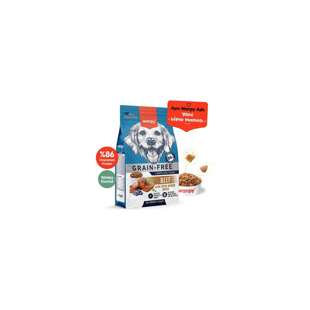 Wanpy Tahılsız Sığır Etli Yetişkin Köpek Maması 1,5 kg
