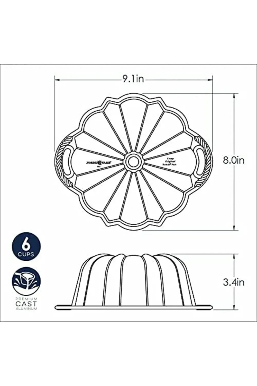 Ware 51277 Yıldönümü Halka kek kalıbı, 1420 ml (6 Kap), Alüminyum