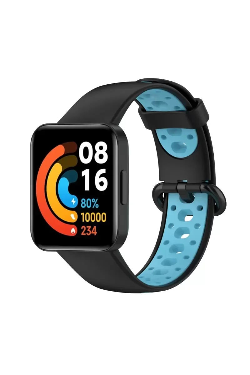 Watch 2 Spor Delikli Kordon - Siyah-Mavi, Ayarlanabilir ve Nefes Alan Spor Kol Teli