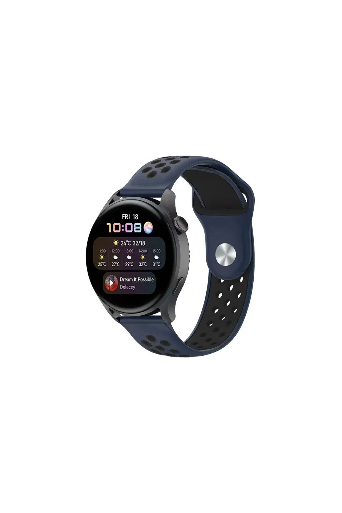 Watch 20Mm Spor Delikli Kordon - Lacivert-Siyah