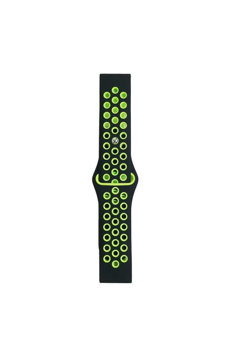 Watch 20mm Spor Delikli Kordon - Siyah-Yeşil Watch 20mm Spor Delikli Kordon - Siyah-Yeşil