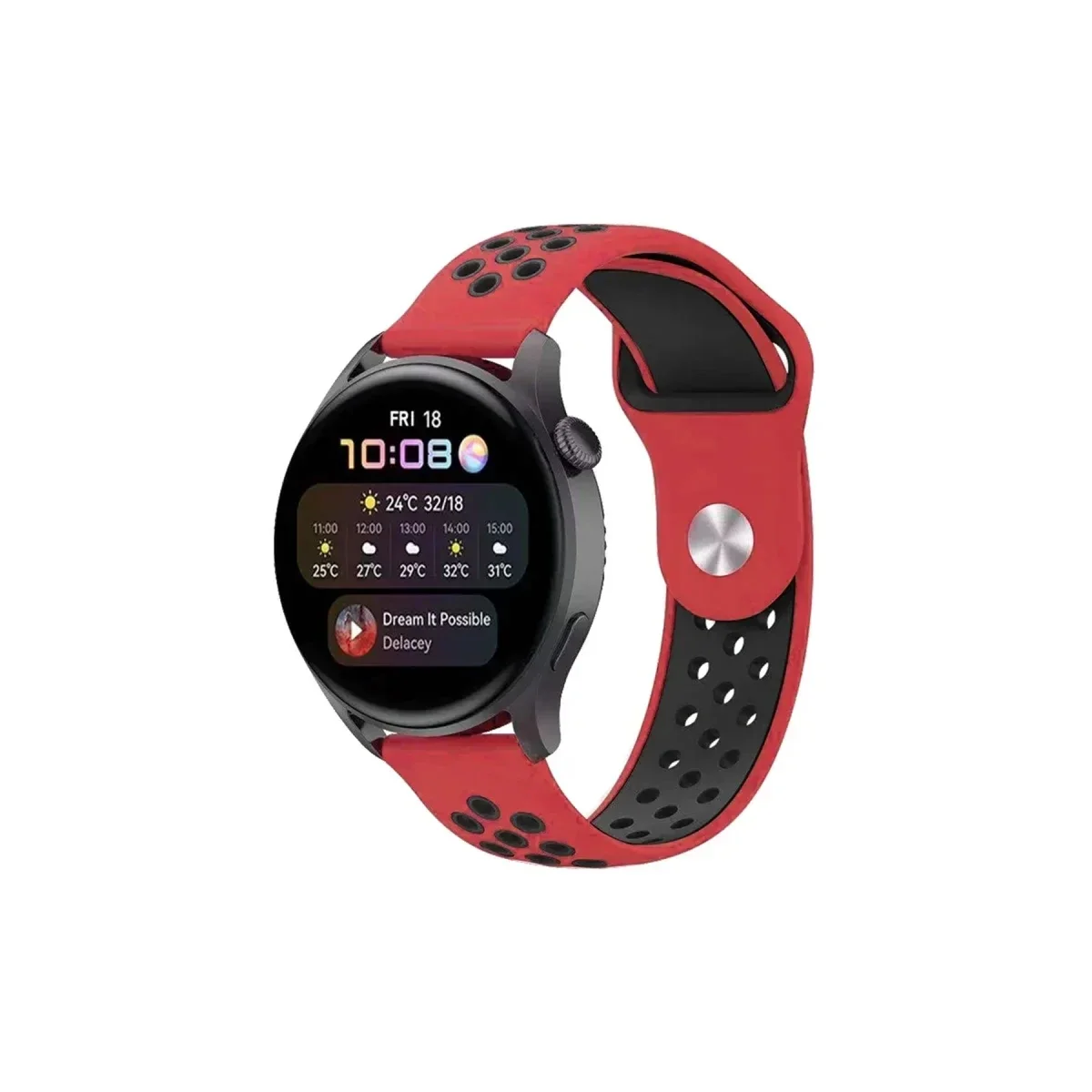 Watch 20mm Spor Delikli Kordon - Kırmızı-Siyah Watch 20mm Spor Delikli Kordon - Kırmızı-Siyah