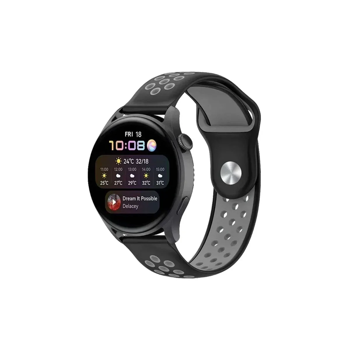 Watch 20mm Spor Delikli Kordon - Siyah-Gri Fiyatı, Yorumları ve Özellikleri