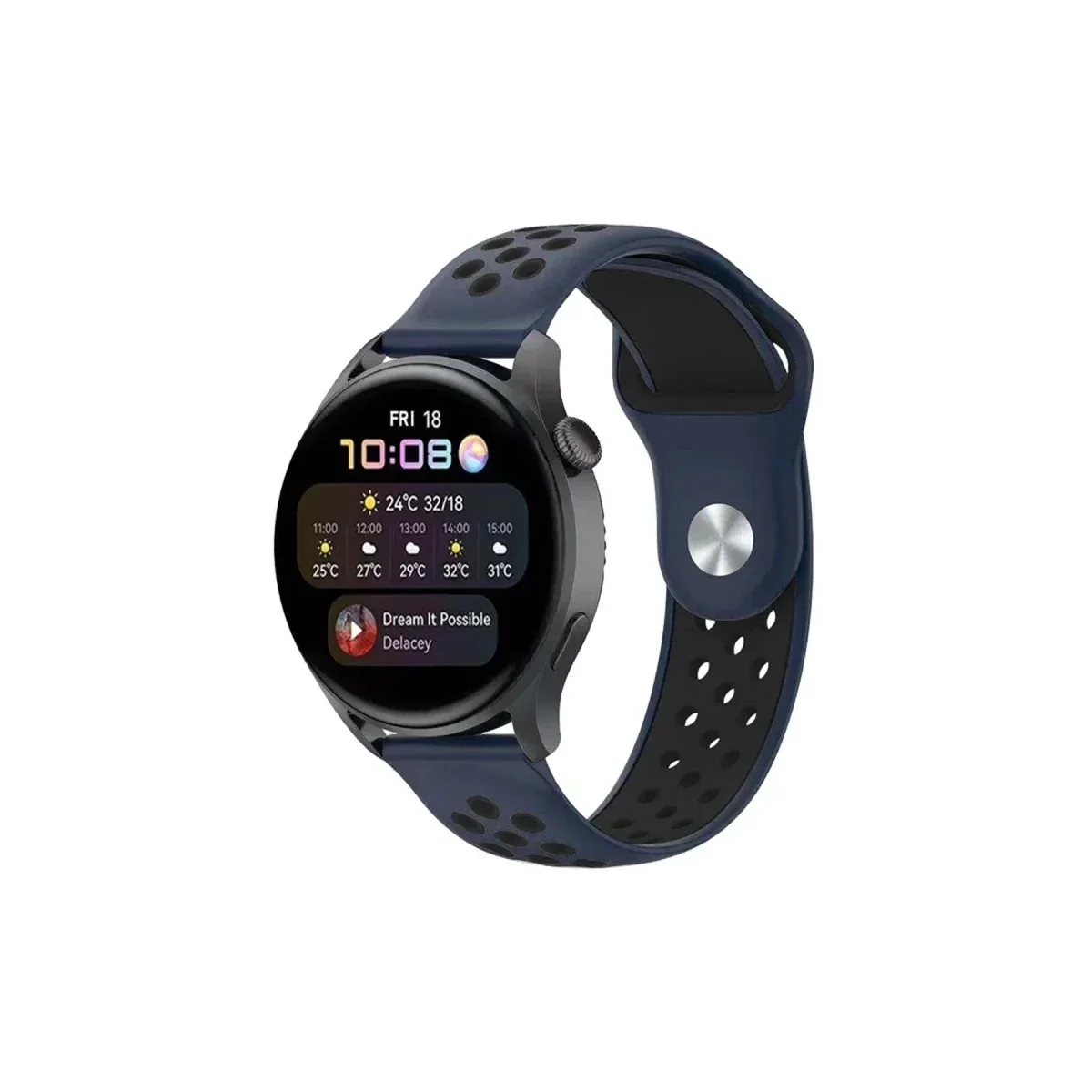 Watch 20mm Spor Delikli Kordon - Lacivert-Siyah Watch 20mm Spor Delikli Kordon - Lacivert-Siyah
