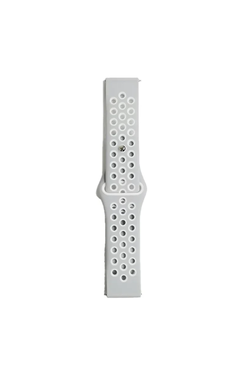 Watch 20mm Spor Delikli Kordon - Gri-Beyaz Watch 20mm Spor Delikli Kordon - Gri-Beyaz