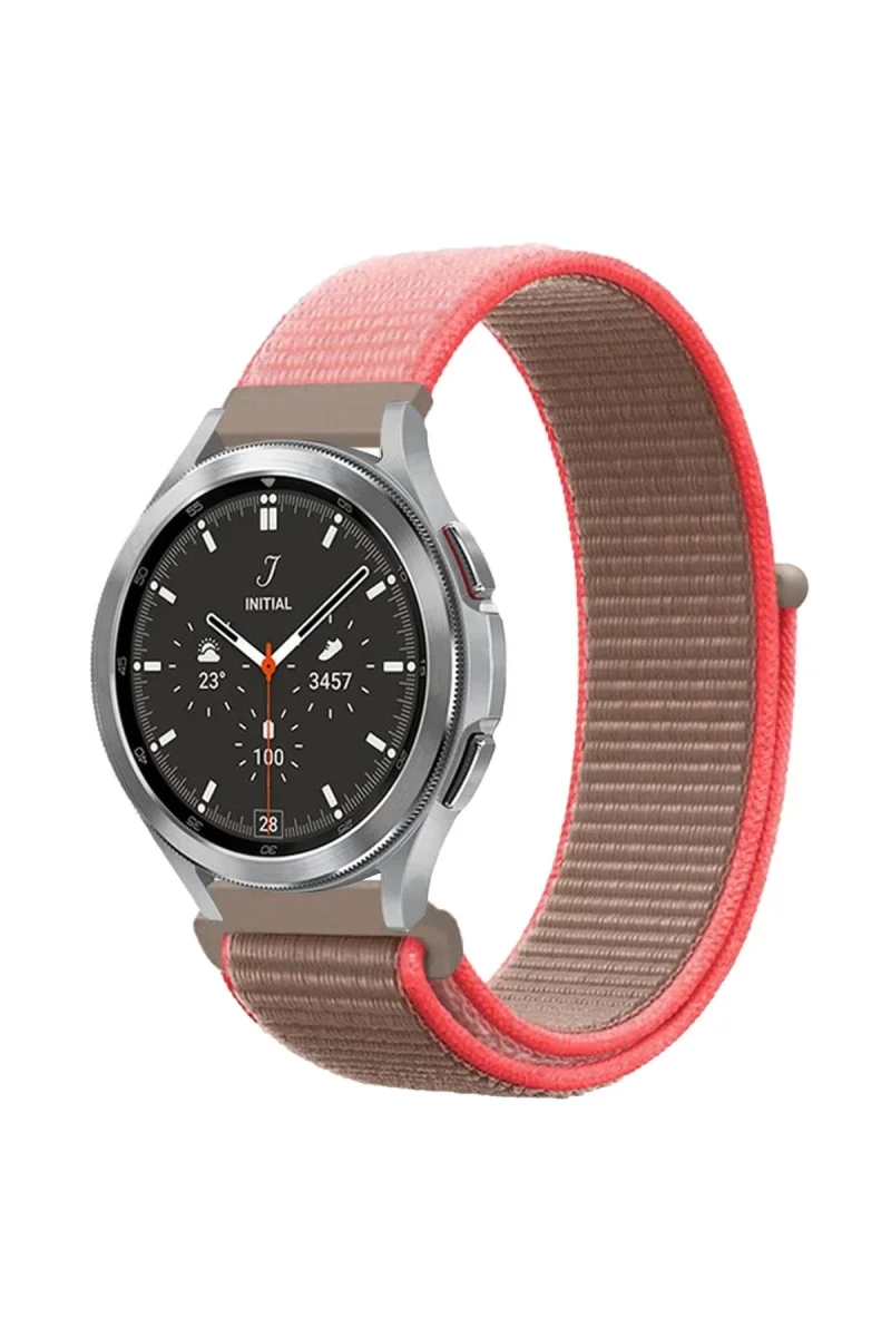 Watch 22mm Hasırlı Cırtcırtlı Kordon - Pembe Watch 22mm Hasırlı Cırtcırtlı Kordon - Pembe