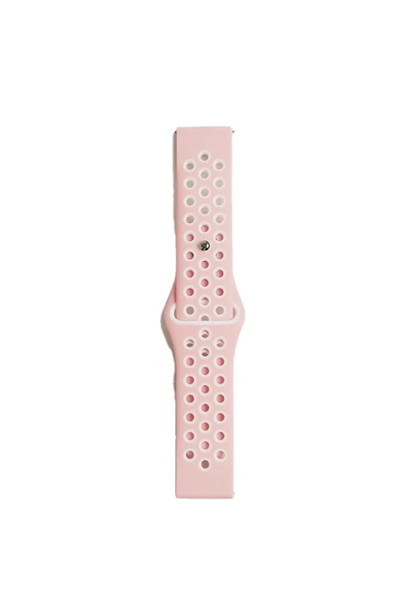 Watch 22mm Spor Delikli Kordon - Pembe-Beyaz Watch 22mm Spor Delikli Kordon - Pembe-Beyaz