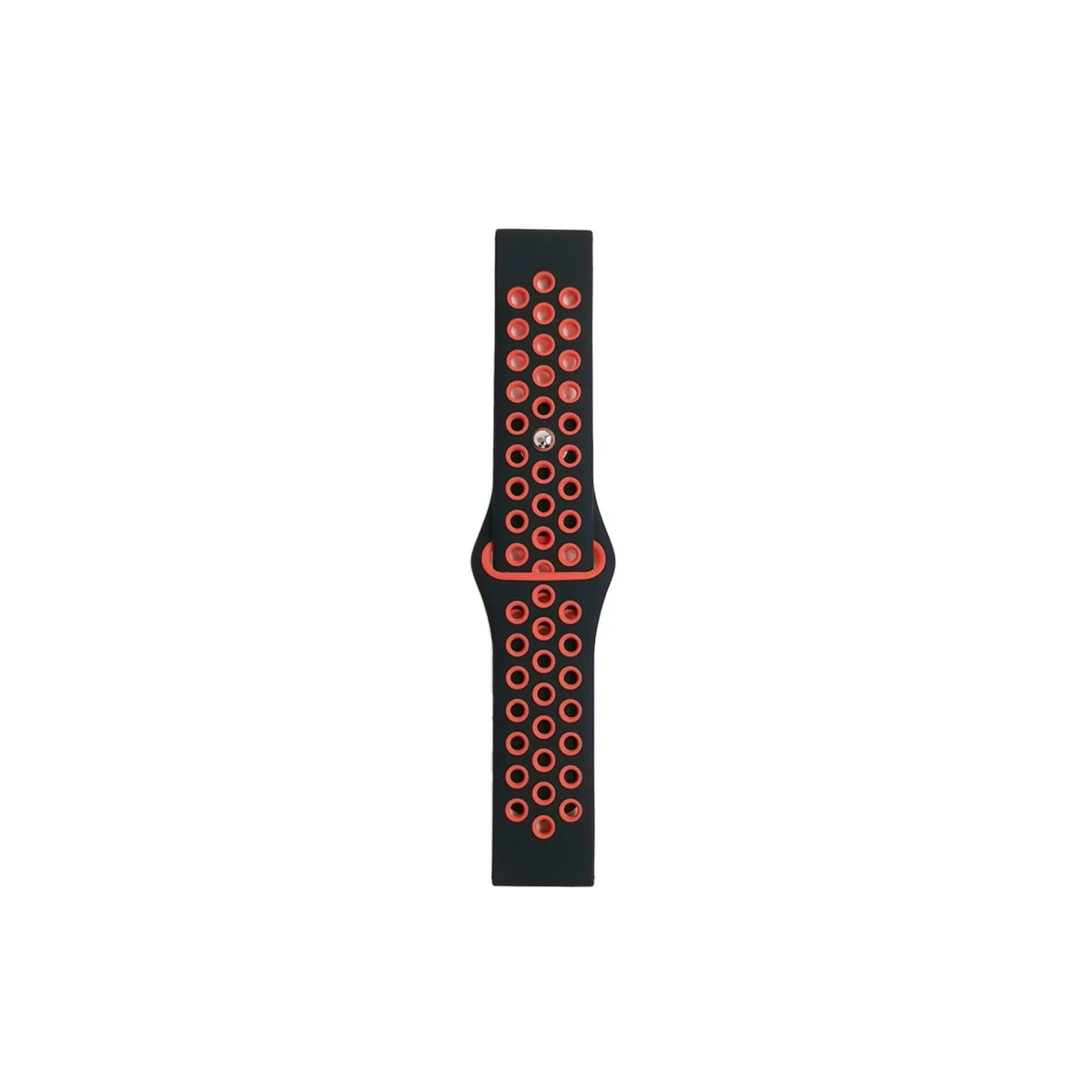 Watch 22mm Spor Delikli Kordon - Siyah-kırmızı Watch 22mm Spor Delikli Kordon - Siyah-kırmızı