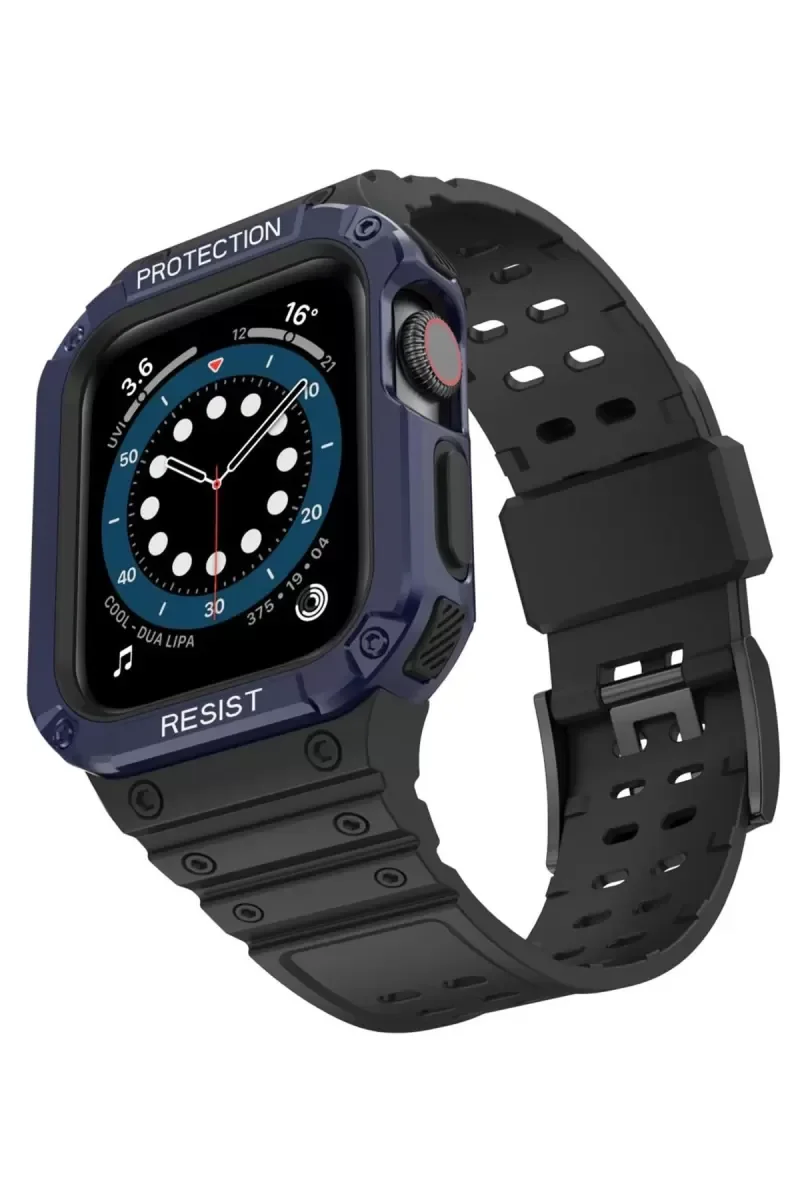 Watch 42mm KR401 Silikon Kordon - Siyah-Mavi | Rahat ve Dayanıklı Saat Kayışı Fiyatı, Yorumları ve Özellikleri