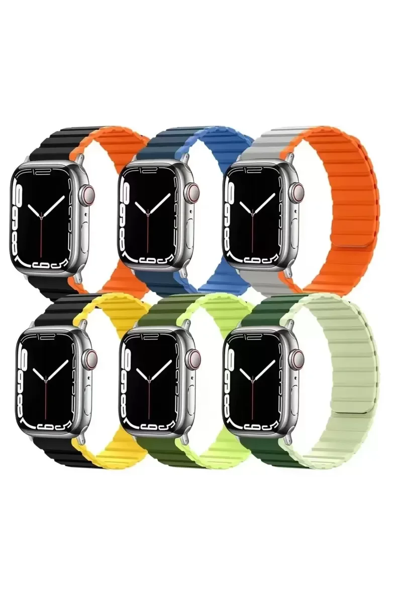 Watch 42mm MO-WB1 Çift Renk Mıknatıslı Silikon Kordon - Lacivert-Mavi