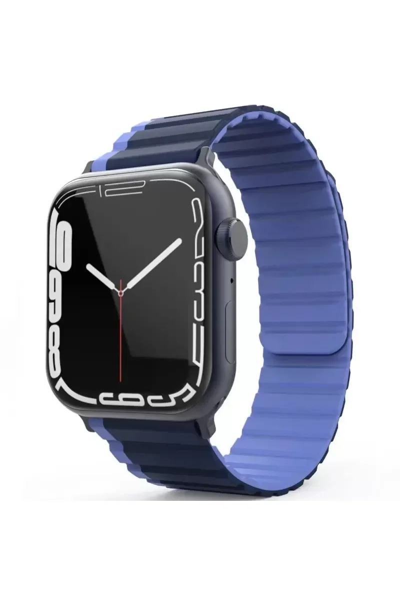 Watch 42mm MO-WB1 Çift Renk Mıknatıslı Silikon Kordon - Lacivert-Mavi