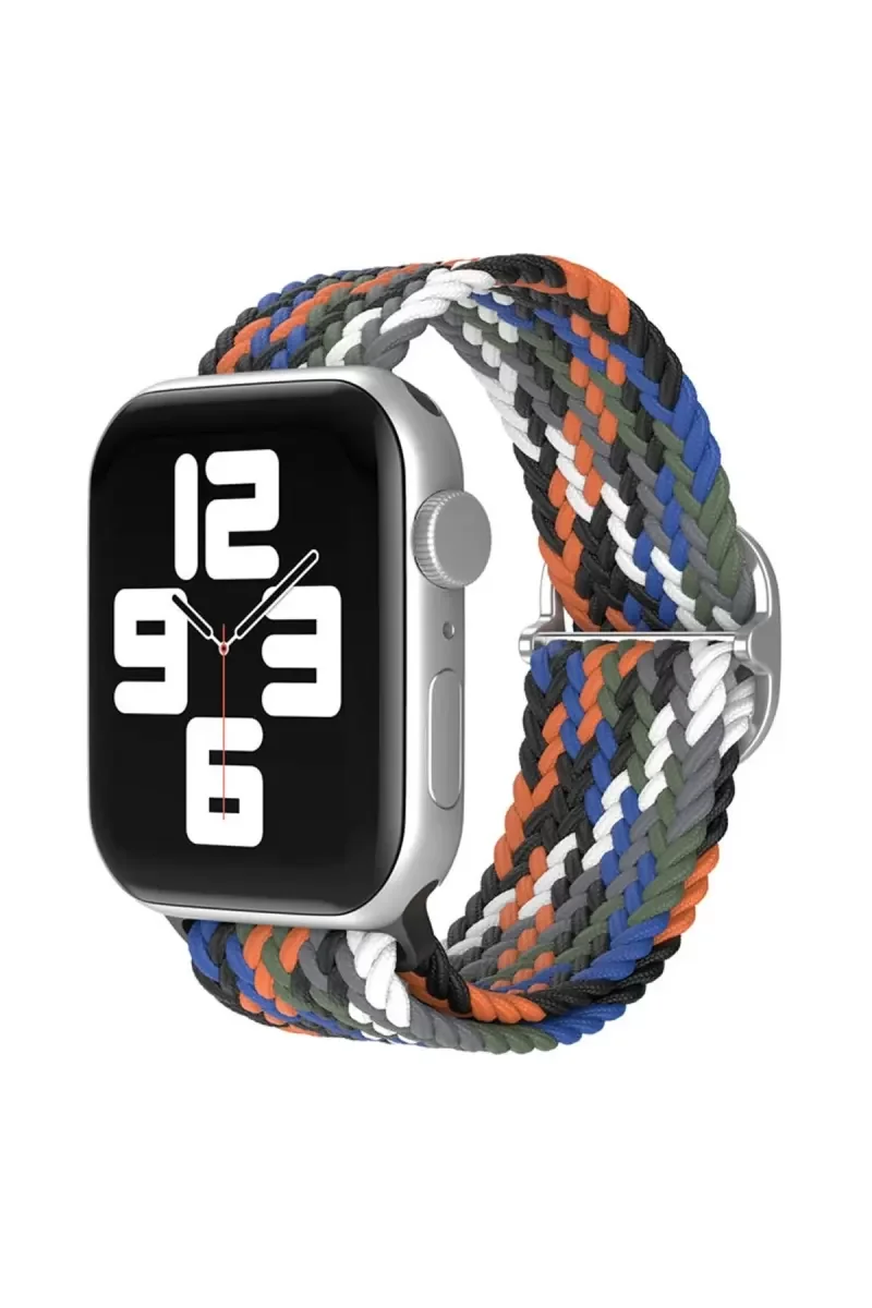 Watch 42mm Star Kordon - Gri-Turuncu | Hafif & Rahat Örgü Akıllı Saat Kordonu