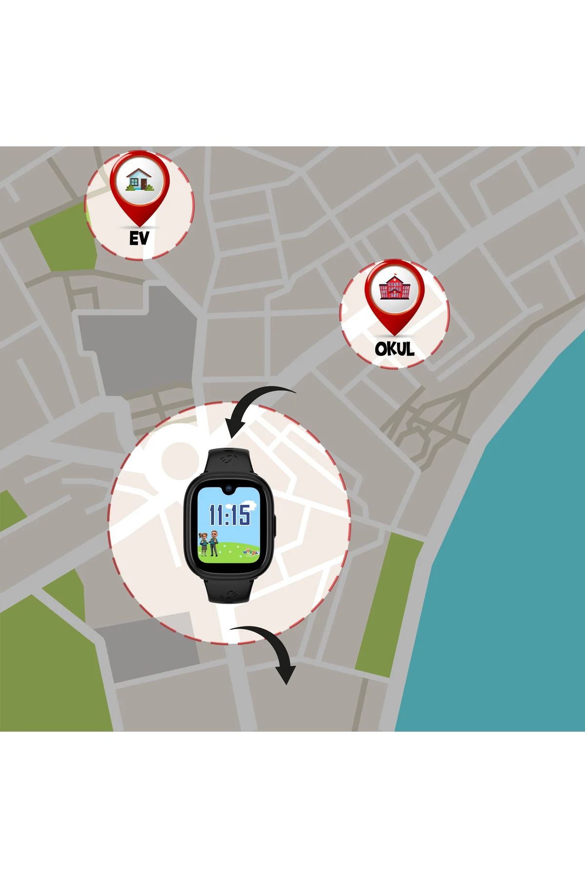 Watch 5 Plus Çocuk Akıllı Saat - Görüntülü Arama, Gps, Sos, Sağlık Takibi, Güvenli Alan Siyah