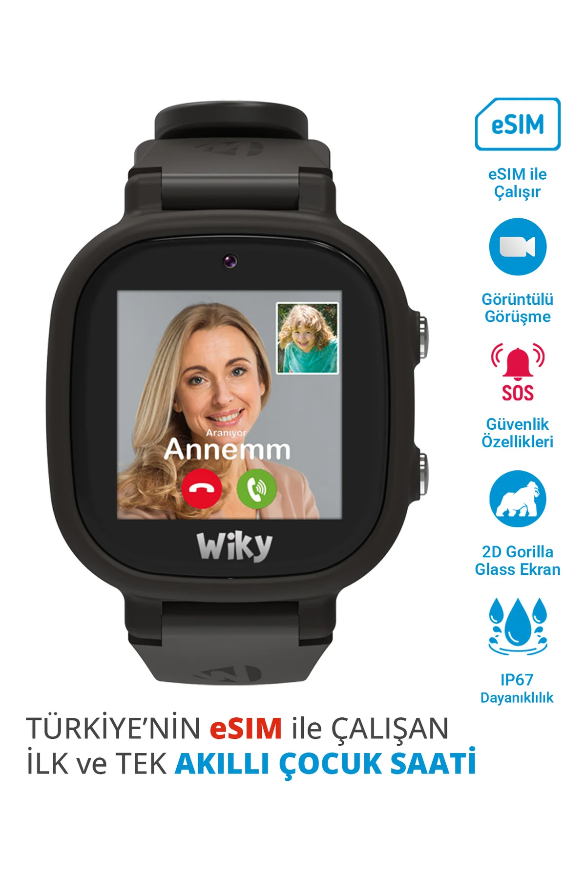 Watch 5e Esim'li Akıllı Çocuk Saati Görüntülü Ve Sesli Arama, Gps, Sos, Konum Takibi (ESIM)