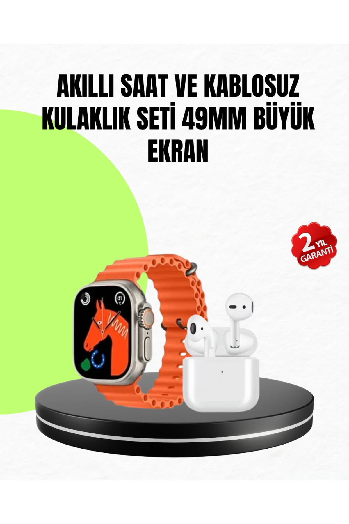 Watch 9 Akıllı Saat Seti 2 Kordonlu Kablosuz Kulaklık Hediyeli