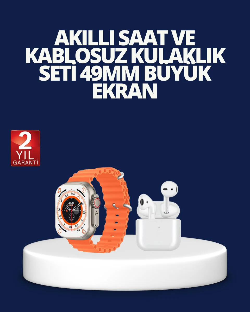 Watch 9 Max Akıllı Saat ve Kablosuz Kulaklık Seti - Sesli Görüşme ve 2 Kordonlu Şık Tasarım