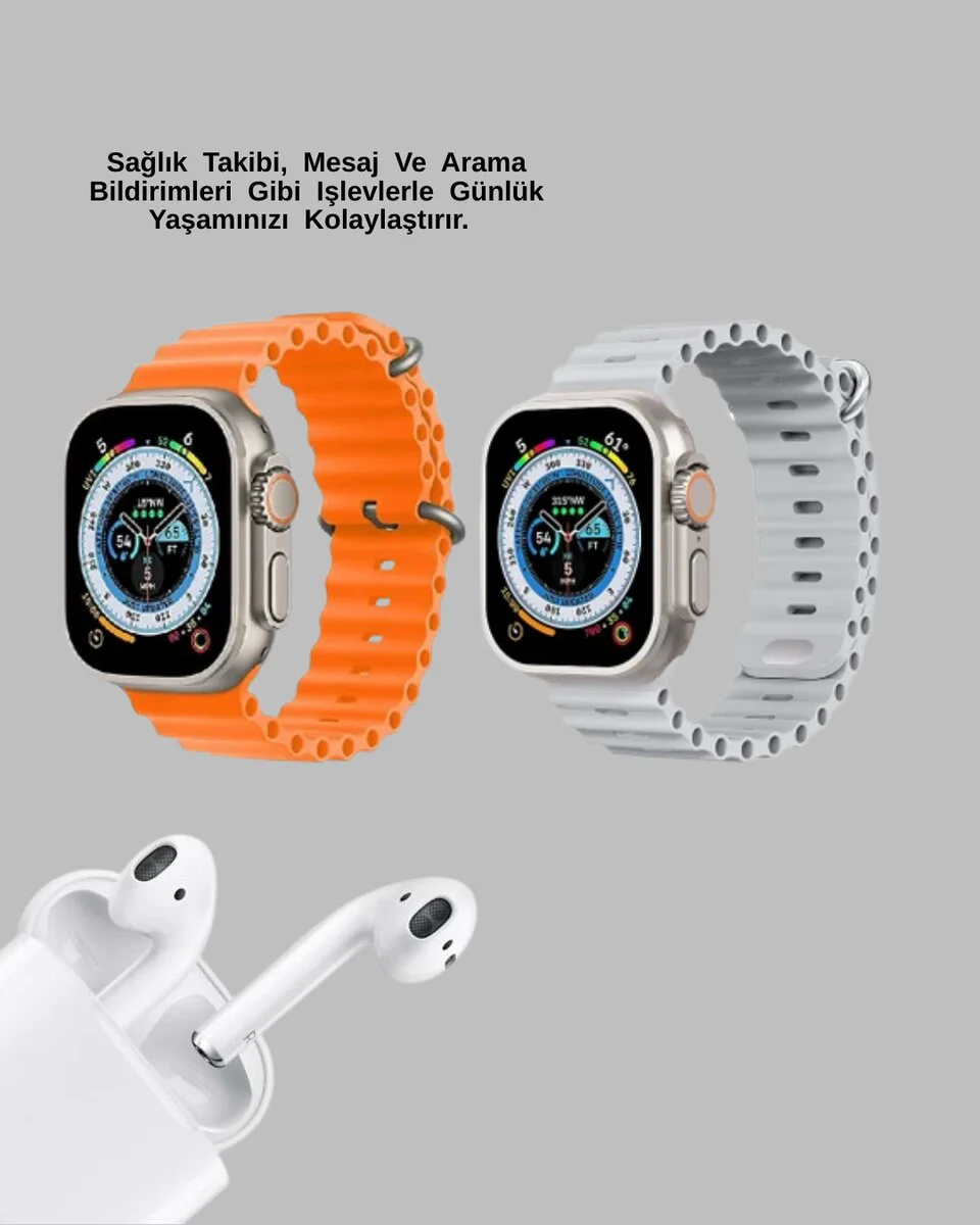 Watch 9 Max Akıllı Saat Kulaklık Seti - 45mm Geniş Ekran, Sağlık Takibi ve Kablosuz Kulaklık