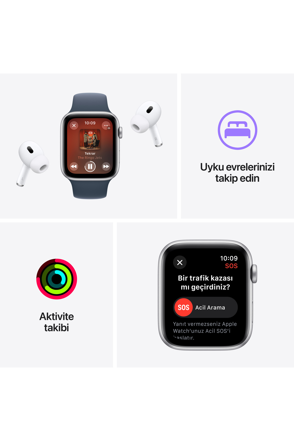 Apple Watch Se Gps + Cellular 44Mm Gümüş Alüminyum Kasa Ve Fırtına Mavi
