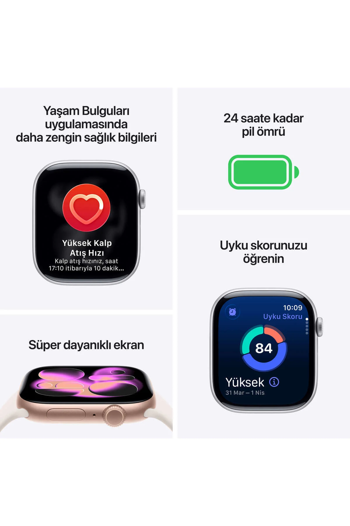 Watch Series 11 GPS + Cellular, 42 mm Gümüş Rengi Alüminyum Kasa ve Sis Moru Spor Kordon  - S/M