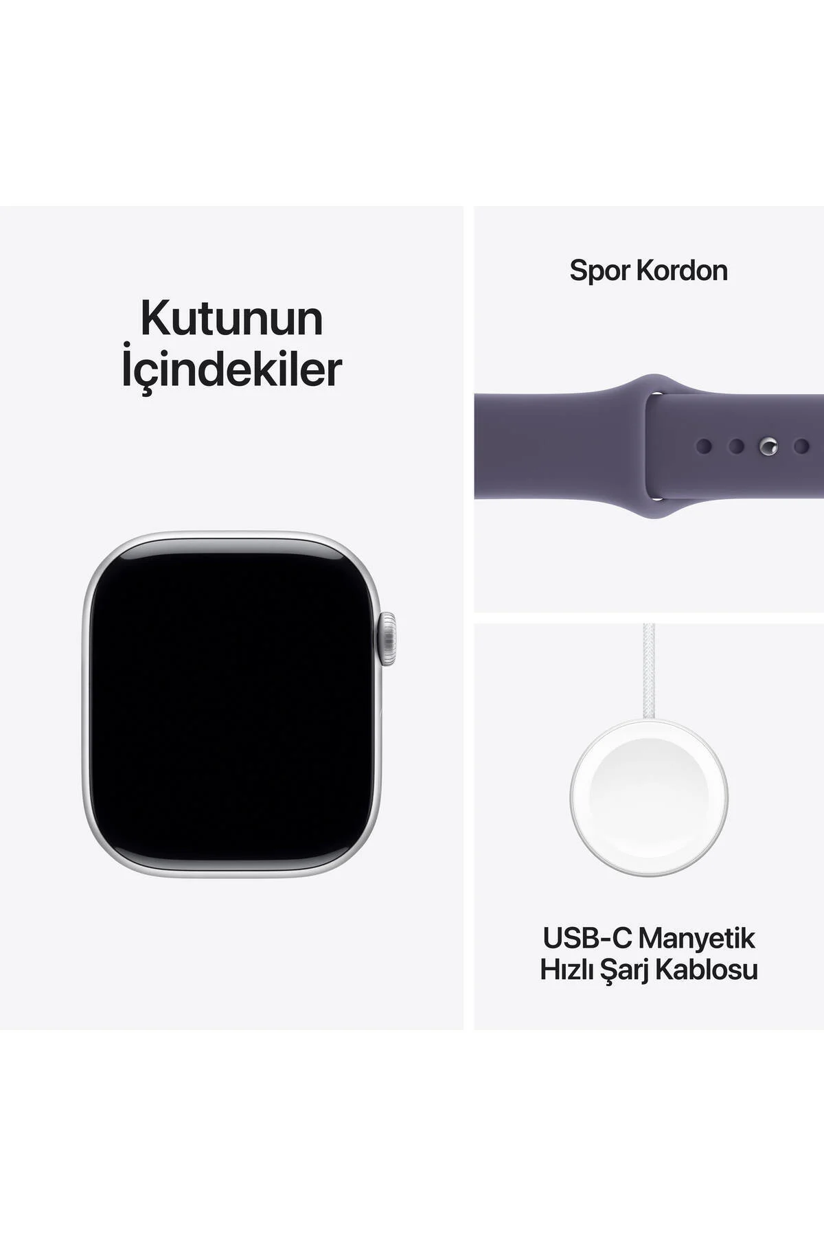Watch Series 11 GPS + Cellular, 42 mm Gümüş Rengi Alüminyum Kasa ve Sis Moru Spor Kordon  - S/M