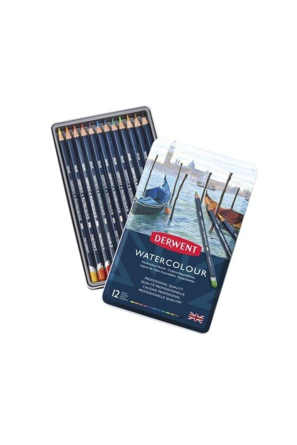 Derwent Watercolour 12,Li Teneke Kutu Su İle Karıştırılabilir