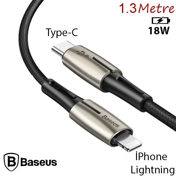 Waterdrop Type-C to iPhone 18W Hızlı Şarj Kablosu 1.3M - 480Mbps Veri ve Şarj