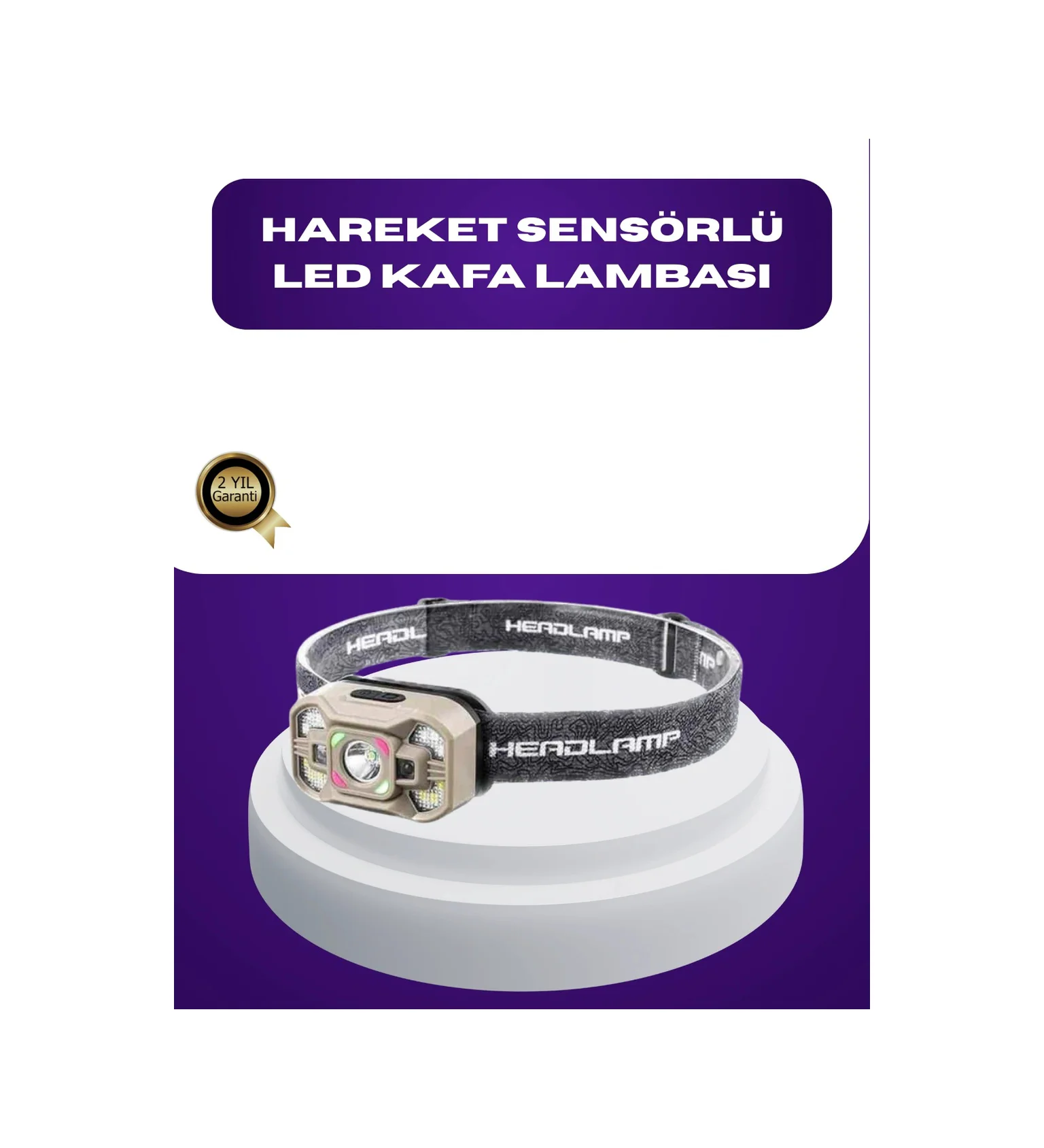 Wave Sensörlü Led Kafa Lambası Şarjlı Ayarlanabilir Işık Çok Renk