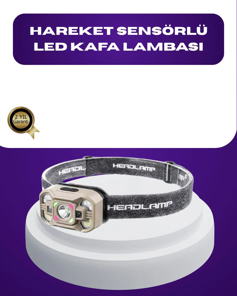 Wave Sensörlü LED Kafa Lambası - Şarjlı, Ayarlanabilir ve Eller Serbest Kullanım