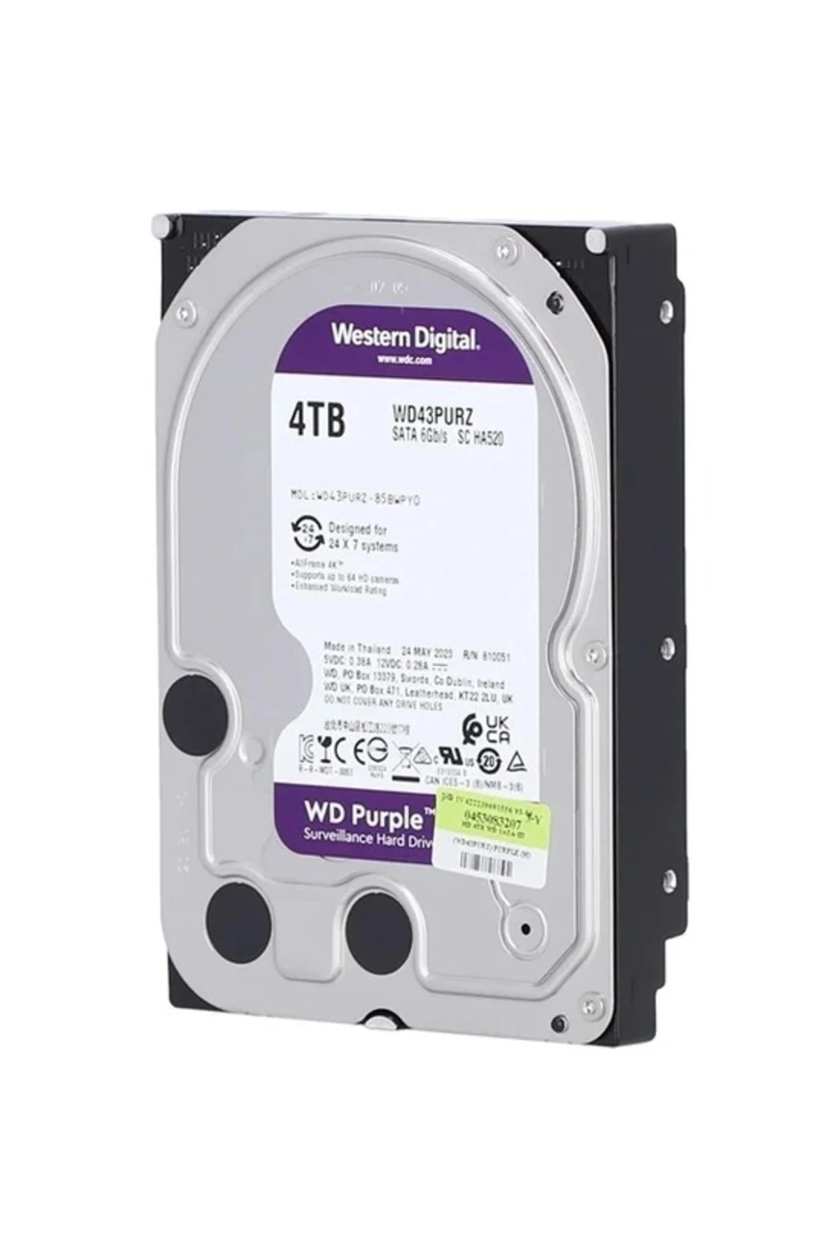 WD 3.5 PURPLE 4TB 5400RPM 256MB SATA3 Güvenlik HDD WD43PURZ (7/24) Wd TR Disty Garantili