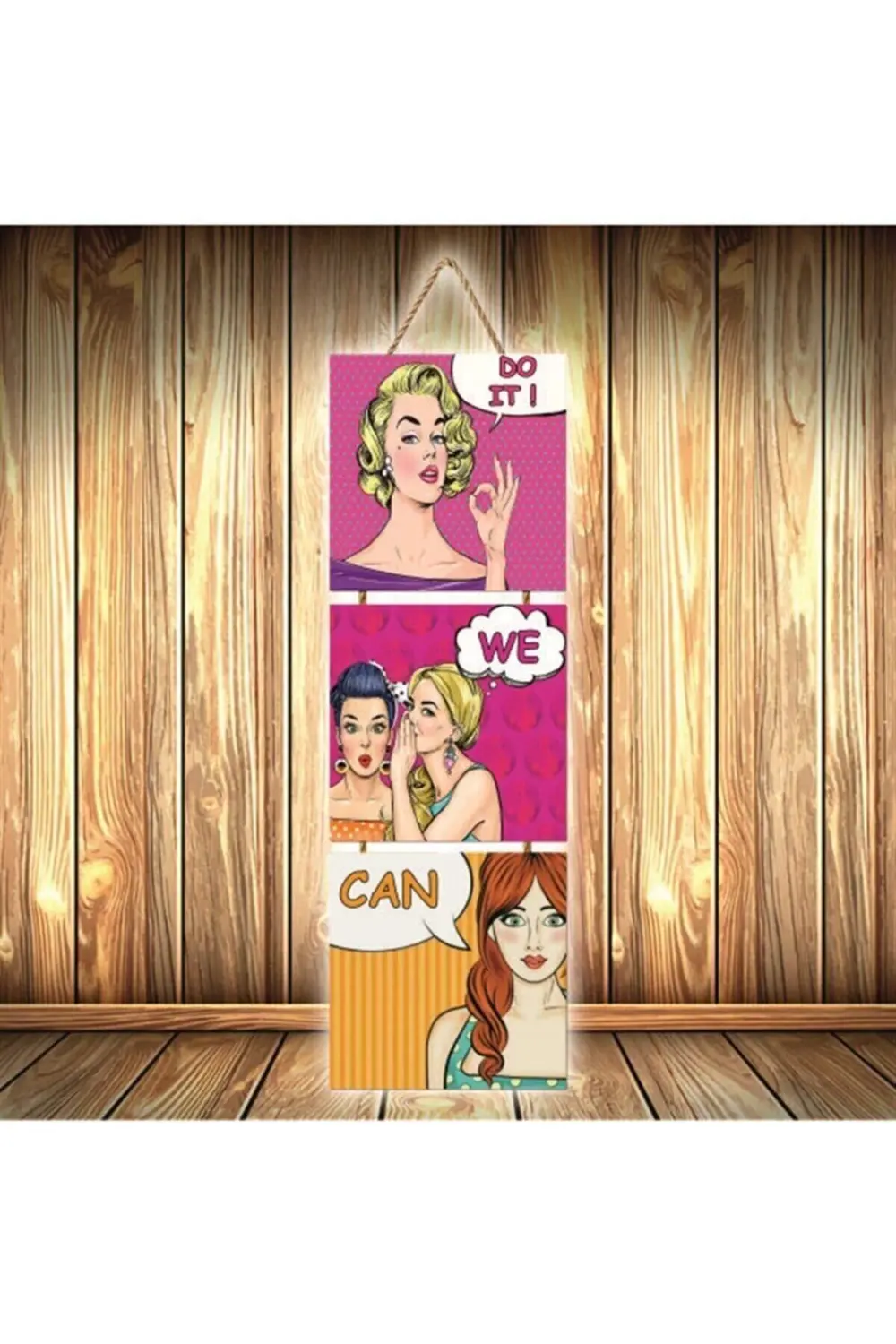 We Do It I Can Tasarımlı Üçlü Retro Ahşap Poster Ü273
