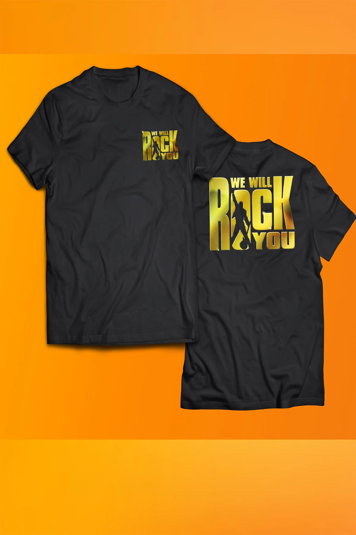We Will Rock You Baskılı %100 Pamuk Oversize T-shirt Büyük Beden 